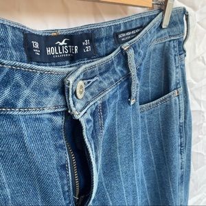 pinstriped high rise mom jeans